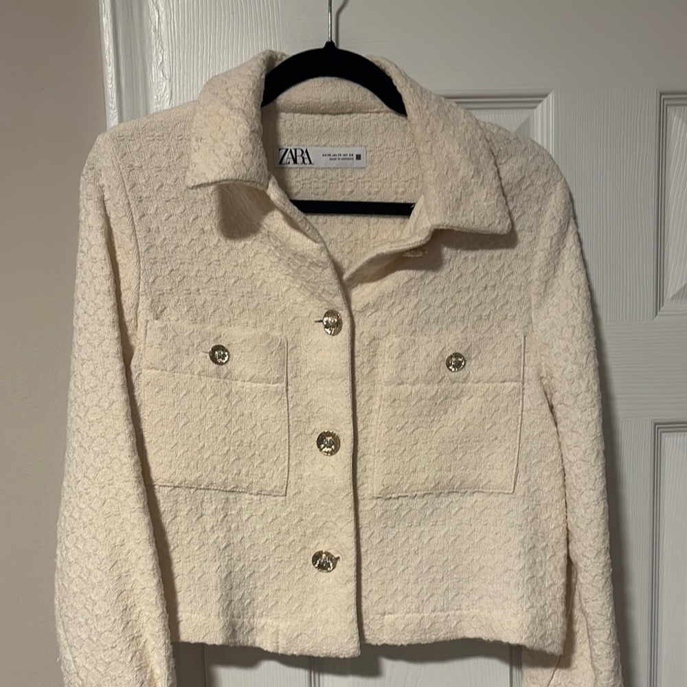 Zara Jewel Cream Cropped Jacket